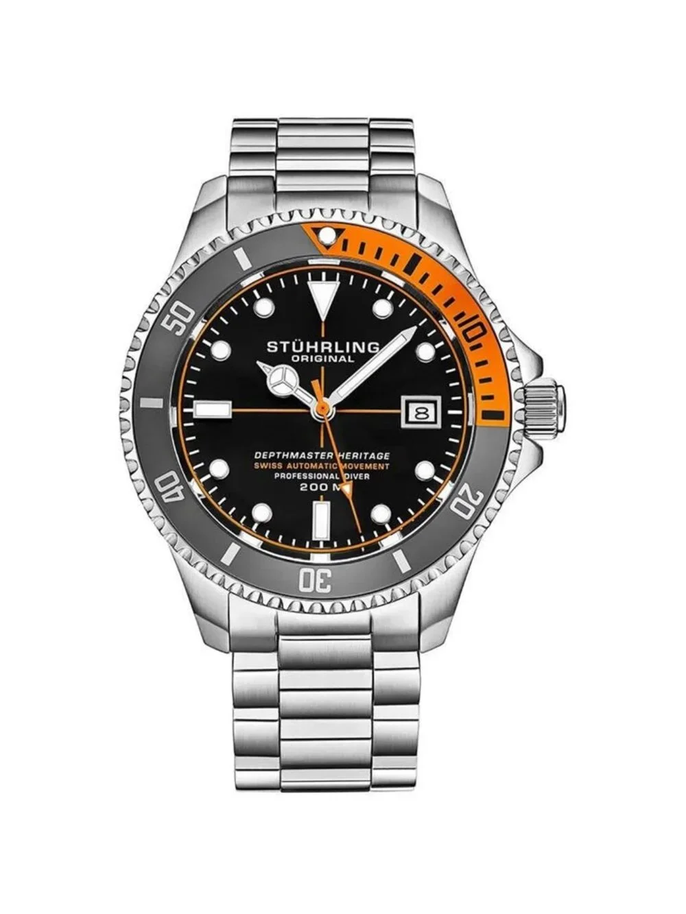 NWT Stuhrling Original Aquadiver Automatic Black Dial Men's Watch